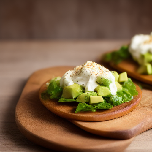 Ensalada de salmón y aguacate con aderezo de yogur y eneldo