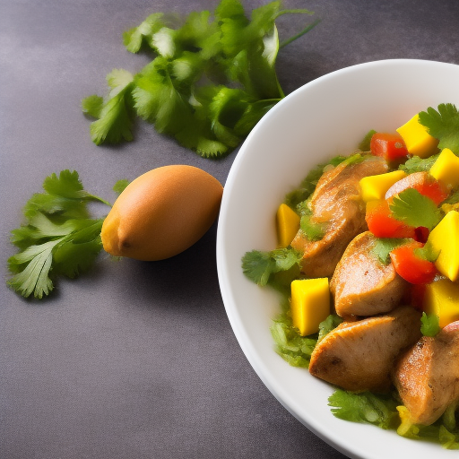 Ensalada de pollo y mango con aderezo de cilantro