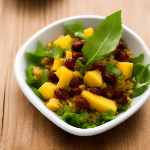 Ensalada de arroz con camarones y mango