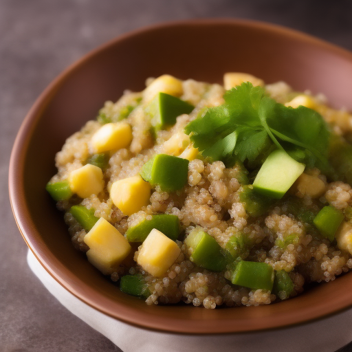 Ensalada de garbanzos, quinoa y aguacate con aliño de lima y cilantro