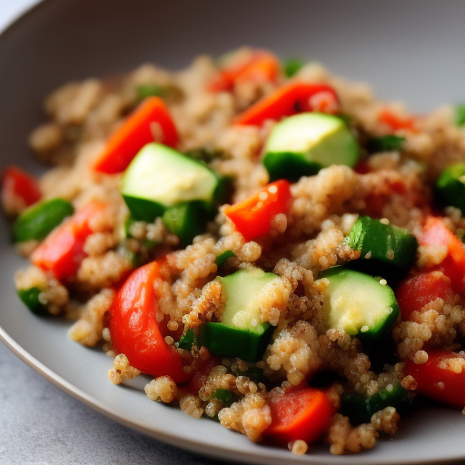 Ensalada de quinoa con vegetales asados y aliño de tahini