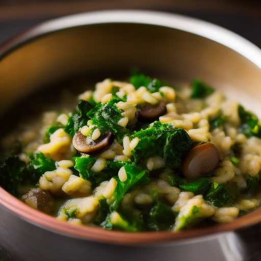 Risotto de champiñones y kale