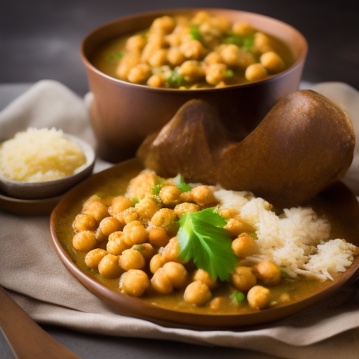 Curry de garbanzos con espinacas y arroz integral