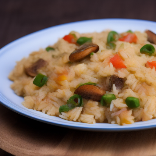 Arroz con champiñones y espinacas