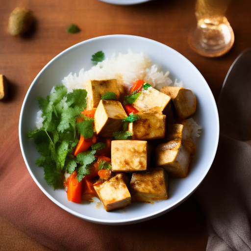 Tofu al curry con arroz basmati