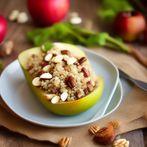 Ensalada de quinoa, manzana y nueces con aderezo de mostaza y miel.