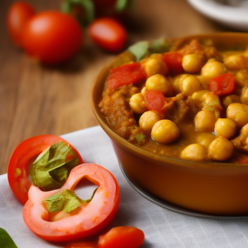 Curry de garbanzos con espinacas y tomates