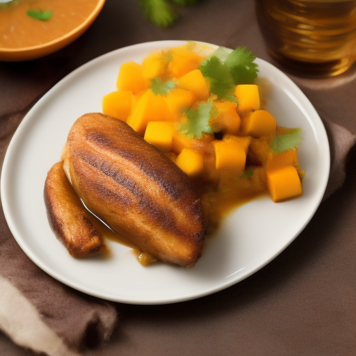 Filetes de lubina con salsa de mango y jengibre