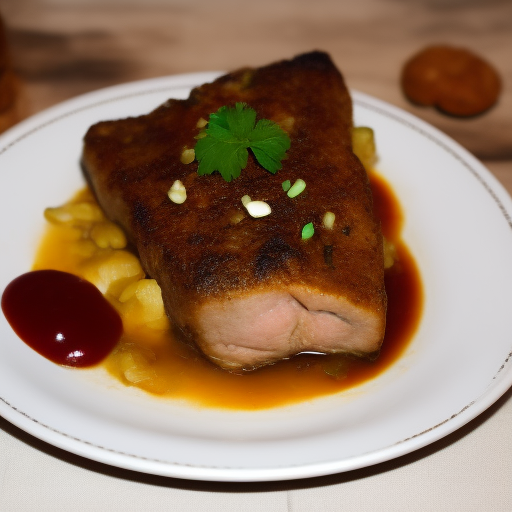 Filete de ternera con salsa de vino tinto y champiñones