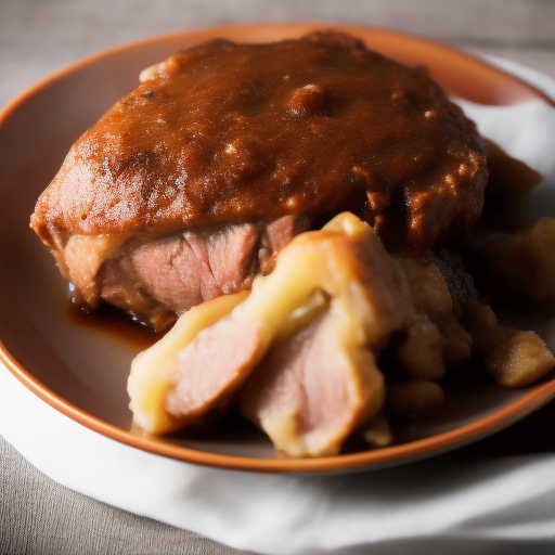 Carne de cerdo con salsa de arándanos y romero