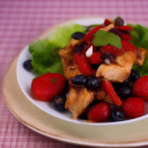 Ensalada de pollo, frutas y frutos secos