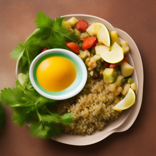 Ensalada de quinoa y aguacate con aderezo de limón