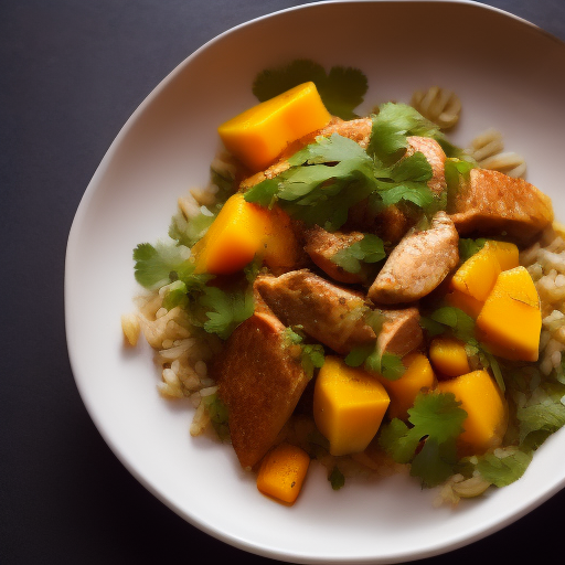 Ensalada de pollo y mango con aderezo de cilantro