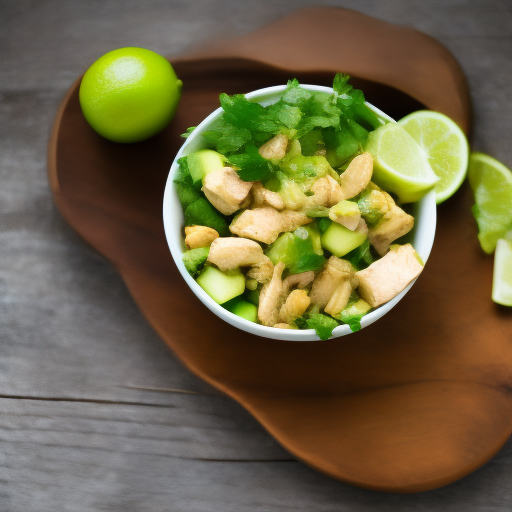 Ensalada de pollo y aguacate con aderezo de limón