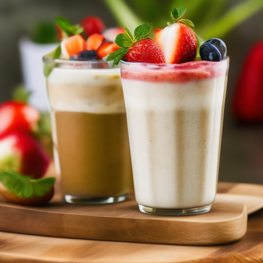 Desayuno de batido de frutas y yogur griego