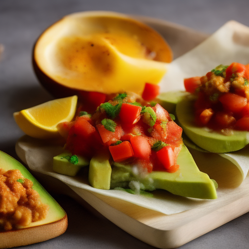 Huevos en nube con aguacate y salsa de tomate