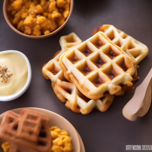 Waffles de avena con salsa de arándanos y yogur